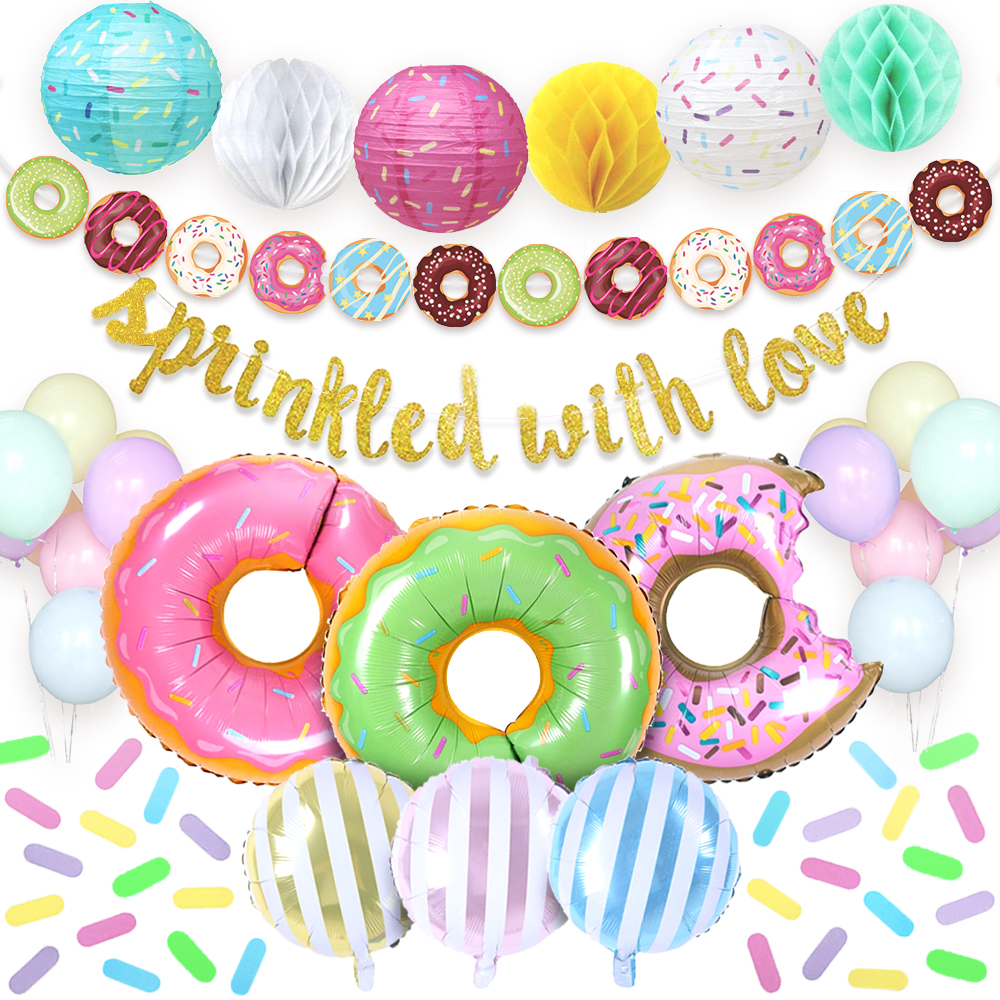 Donut Sprinkle Baby Shower Decorations Boy Girl Donuts Party Supplies  Sprinkled with Love Banner 